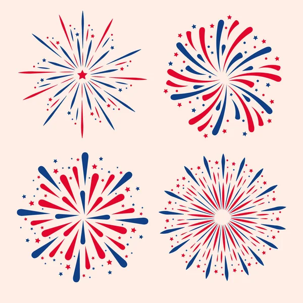 Conjunto ícone fogo de artifício — Vetor de Stock