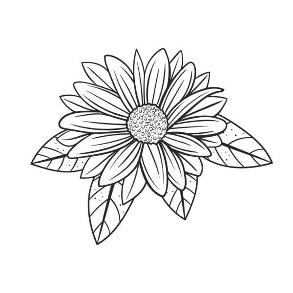 Fleur avec feuilles — Image vectorielle