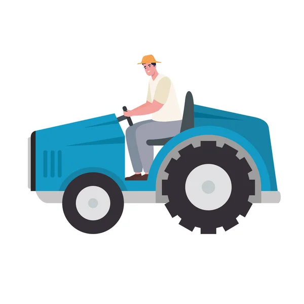 Farmer man in tractor — Stock vektor