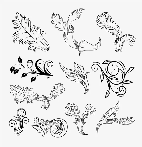 Baroque vintage floral icon collection — Vettoriale Stock