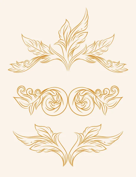 Gold baroque vintage floral icon set — Stockvektor