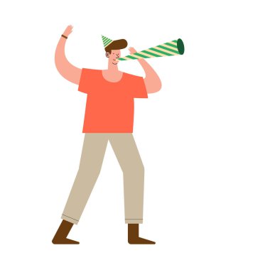 Parti kornetli adam.