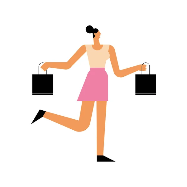 Kobieta z torbami na zakupy — Wektor stockowy