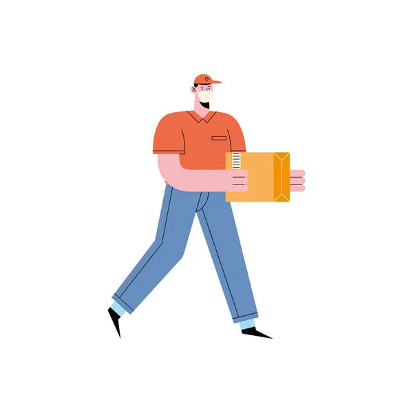 Male courier with box — Stock Vector