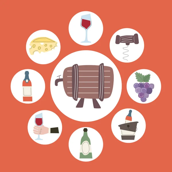 Nove ícones de vinho —  Vetores de Stock