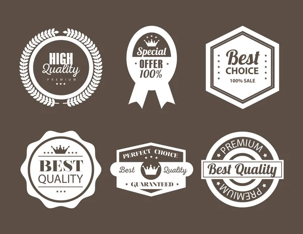 Seis selos de melhor qualidade — Vetor de Stock