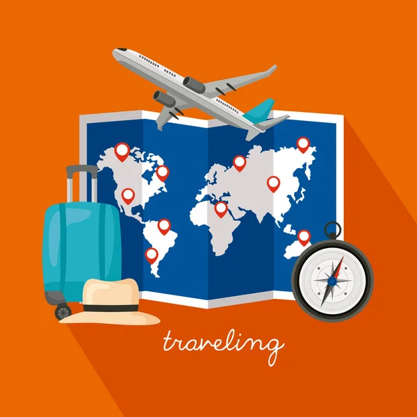 Cestovní plakát dovolených — Stockový vektor