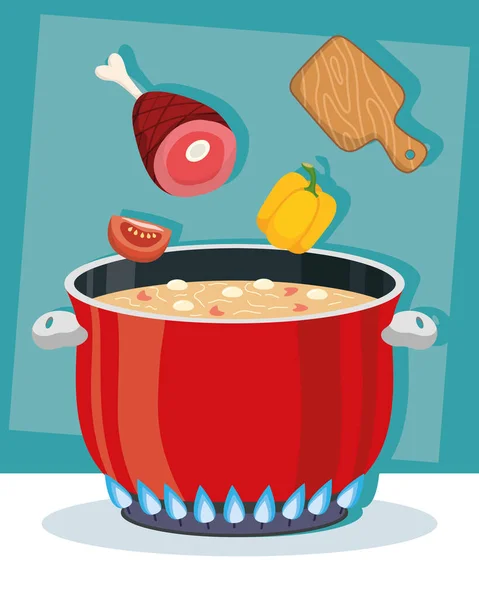 Cocina sopa escena — Vector de stock