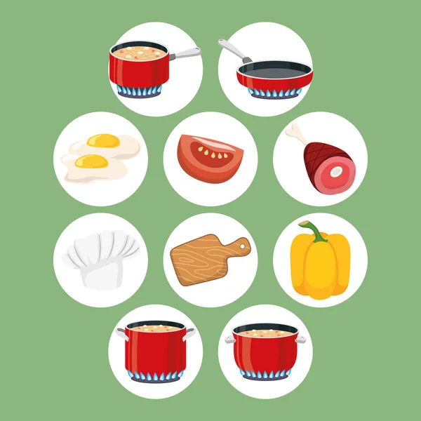 Tio matlagning ikoner — Stock vektor