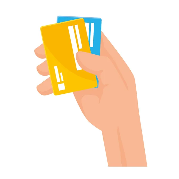 Mano con tarjetas de crédito — Vector de stock