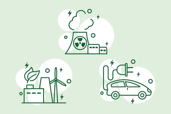 Tres iconos de energía — Archivo Imágenes Vectoriales