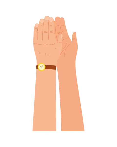 Händer med klocka klappa — Stock vektor