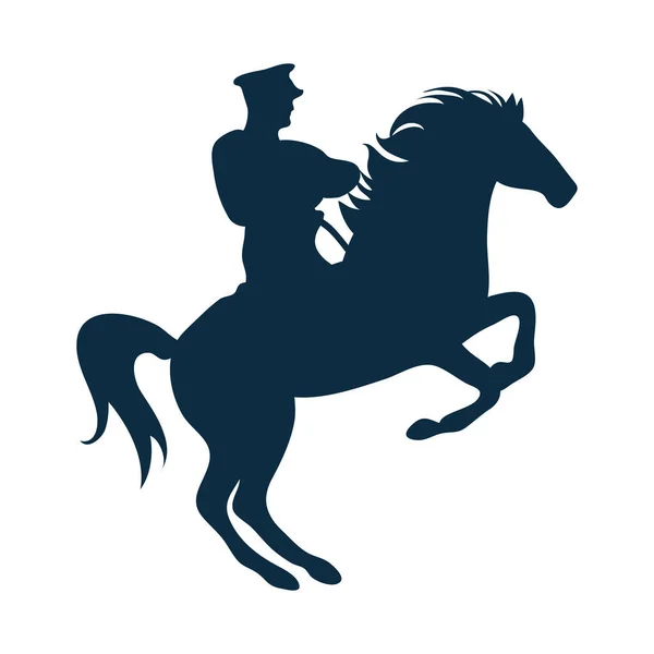 Military soldier on horse silhouette — Stock Vector