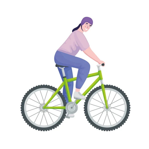 Frau fährt Mountainbike — Stockvektor