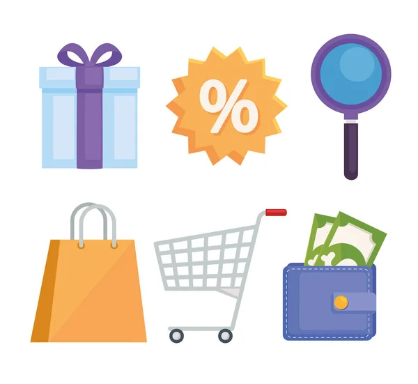 Shopping set icons — Stock Vector