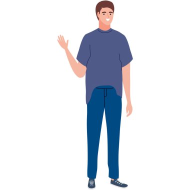 Genç adam el sallıyor.