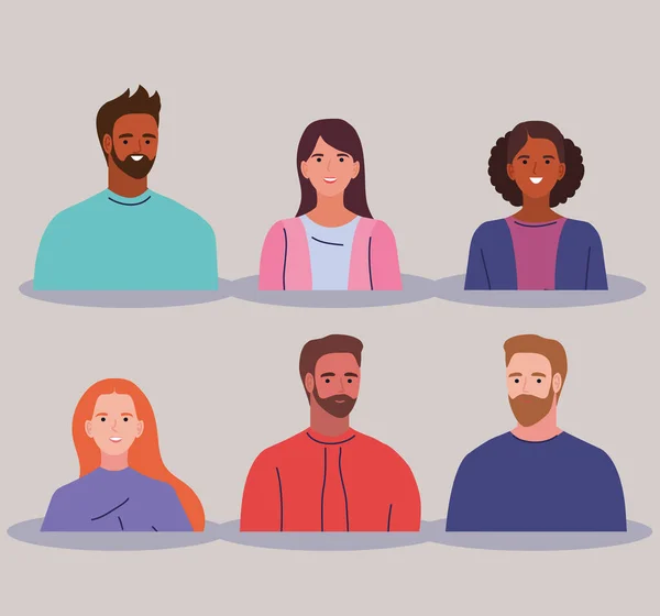Personnes groupe multiracial — Image vectorielle