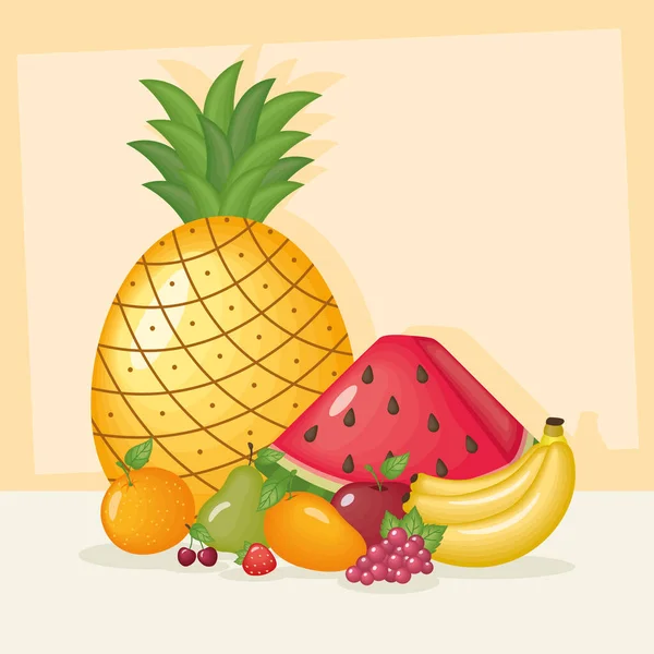Fruits icône collection — Image vectorielle