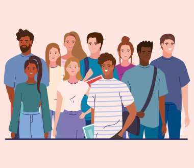 gülümseyen öğrenciler grubu