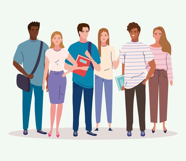 Student people multiracial — Stock Vector