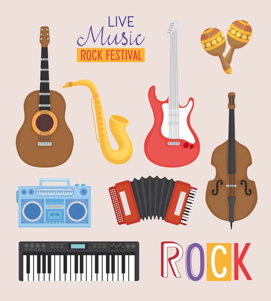 Rockový festival živá hudba — Stockový vektor