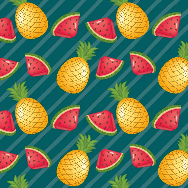 菠萝和西瓜 — 图库矢量图片
