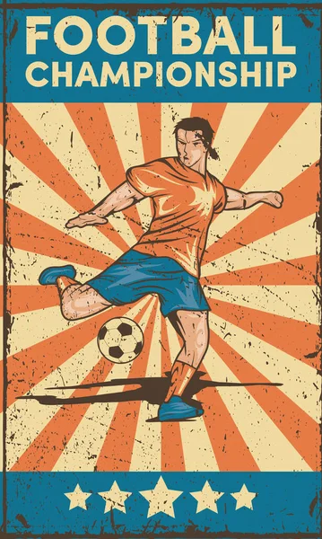 Campeonato de fútbol cartel retro — Vector de stock