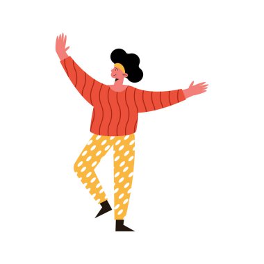 Kırmızı kazaklı kadın.