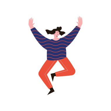 Elleri havada bir kadın.