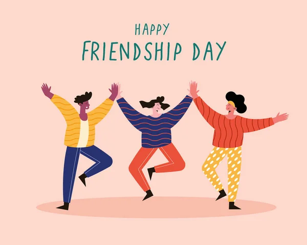 Happy friendship day pink card - Stok Vektor