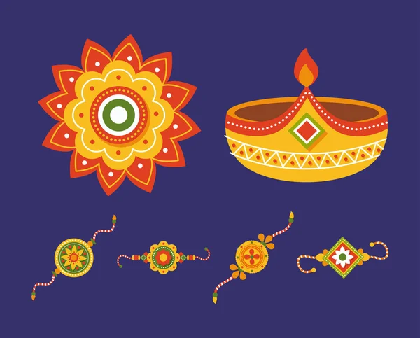 Ensemble de symboles Raksha bandhan — Image vectorielle