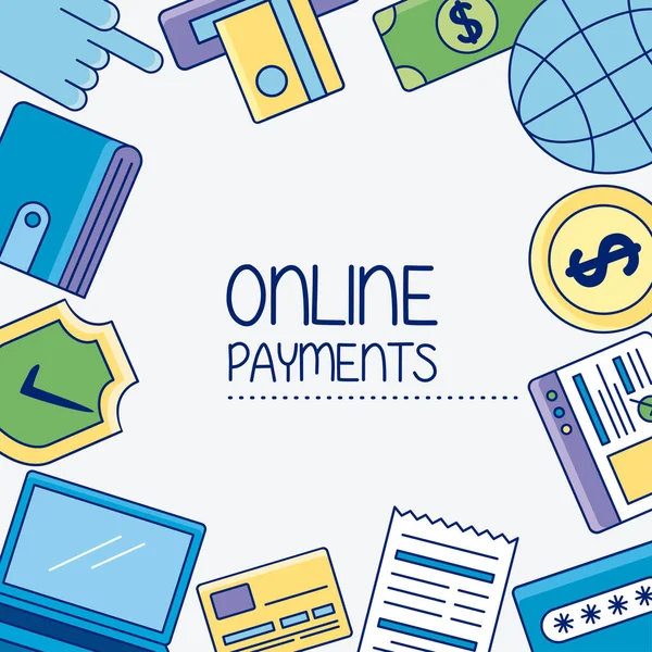 Online payments icon group — Stock Vector