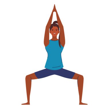 Kadın afro yoga yapıyor.