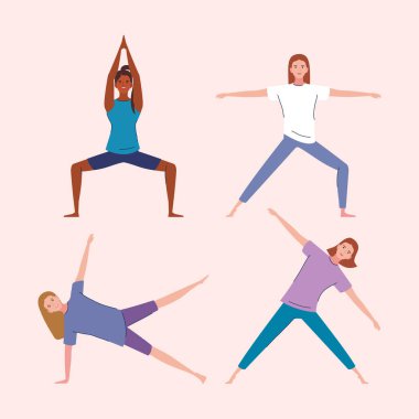 genç kadınlar yoga yaparken