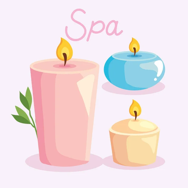 Candles spa icons — Stock Vector