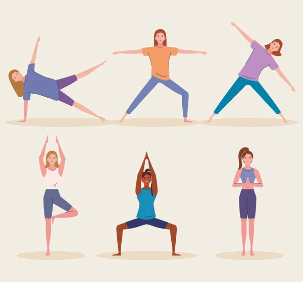 Frauen beim Yoga — Stockvektor