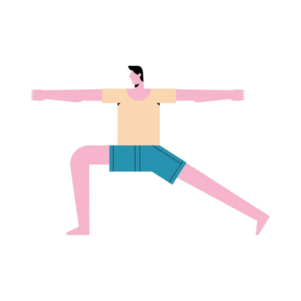 Hombre practicando yoga — Vector de stock