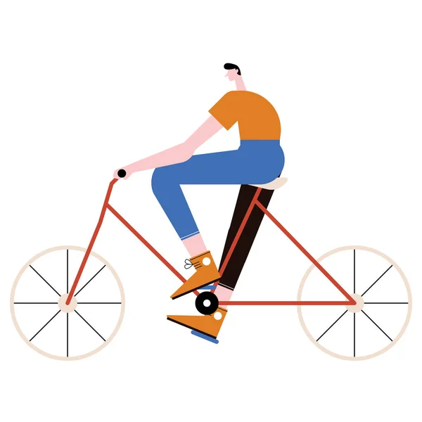 Hombre montar bicicleta — Vector de stock