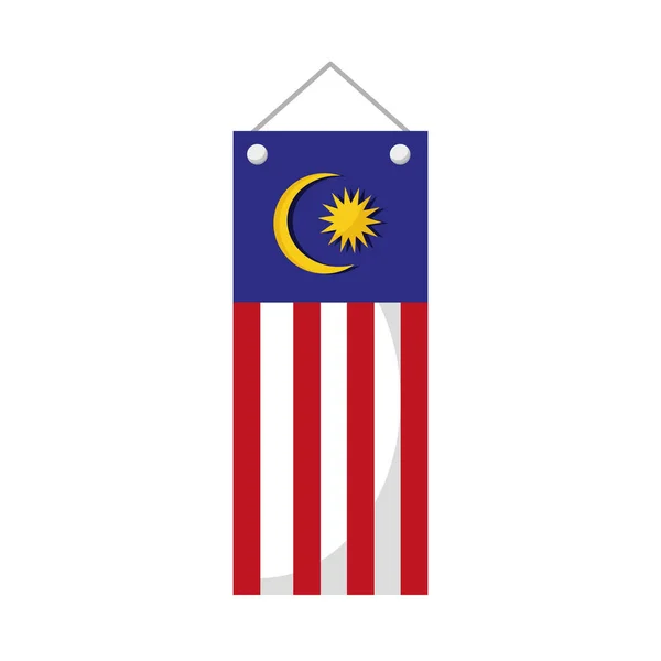 Etiqueta bandera de Malasia — Vector de stock