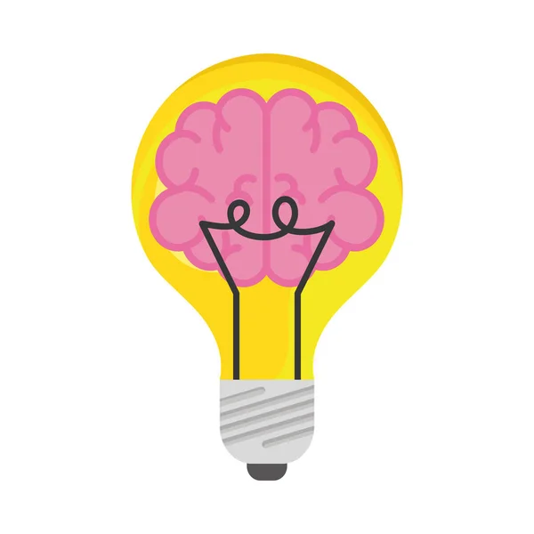 Bombilla con cerebro rosa — Vector de stock