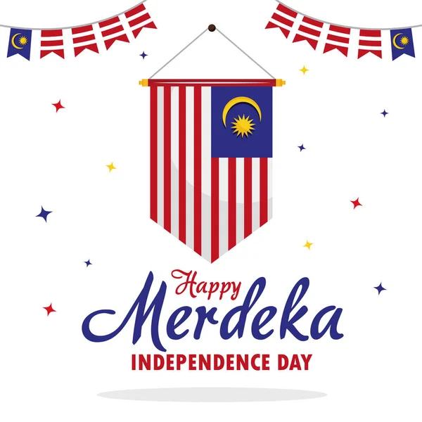 Щасливий прапор незалежності Мердеки — стоковий вектор