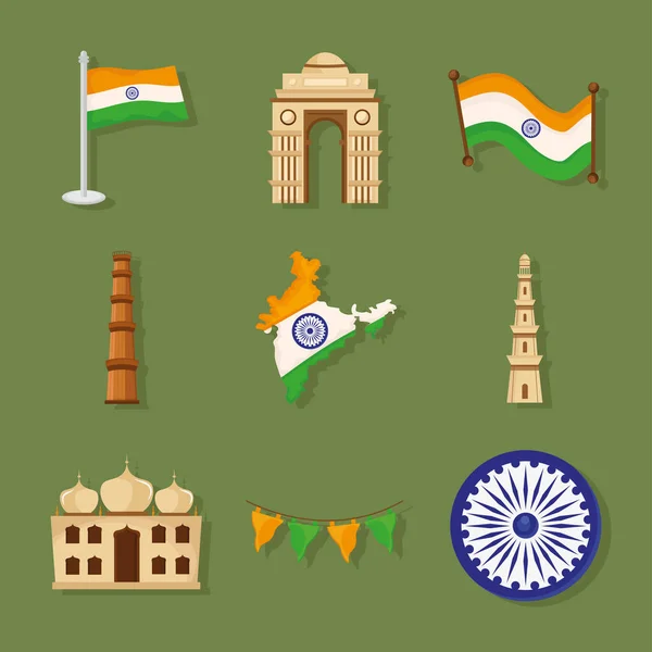 Groupe d'icône indienne — Image vectorielle