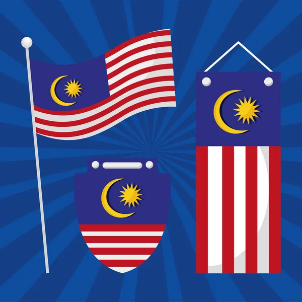 Banderas de Malasia colección de símbolos — Vector de stock