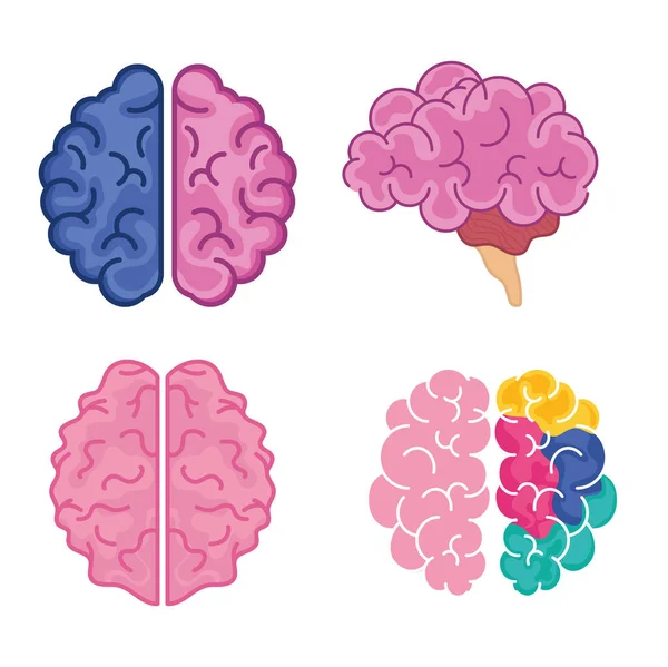 Conjunto de iconos cerebrales — Vector de stock