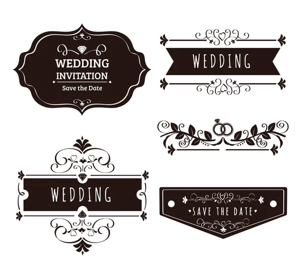 Banderas de boda símbolo conjunto — Vector de stock