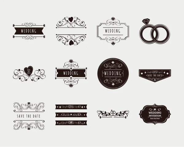 Conjunto de ícones de banners de casamento — Vetor de Stock