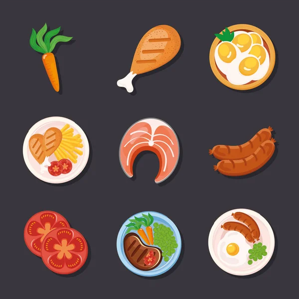 Kolekce ikon potravin — Stockový vektor