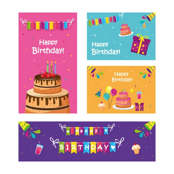 Набір банерів на день народження — стоковий вектор