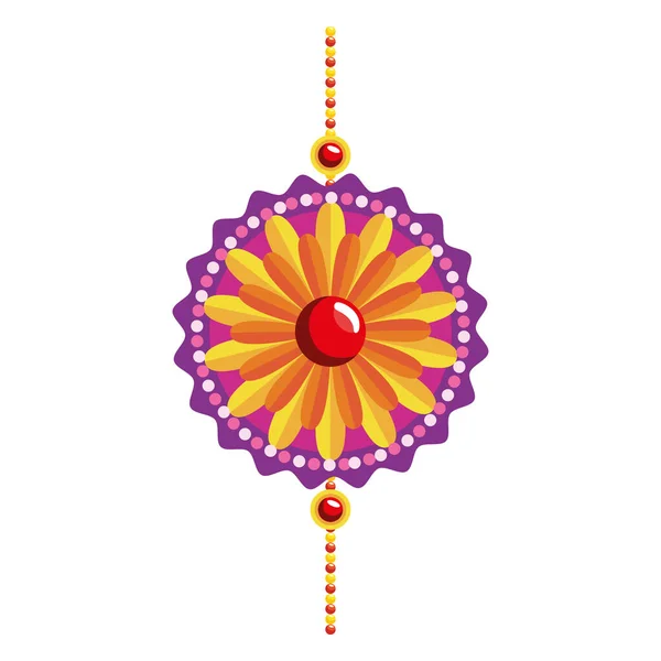 Viola con braccialetto di raksha bandhan giallo — Vettoriale Stock