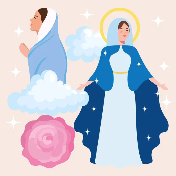 Assumption of Mary icon collection — Stock Vector